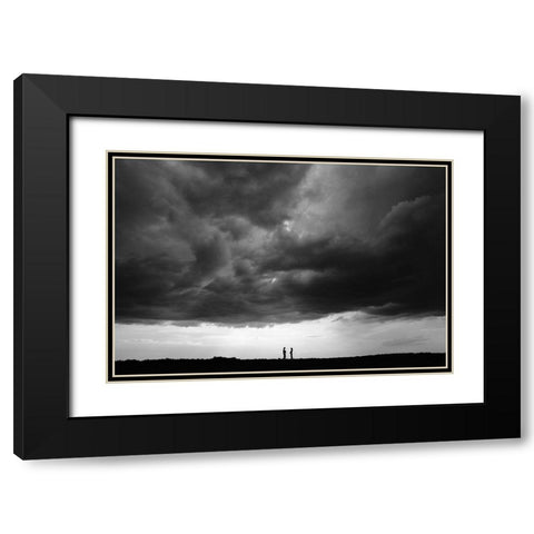 Talk Under The Sky Black Modern Wood Framed Art Print with Double Matting by Ascic, Simun