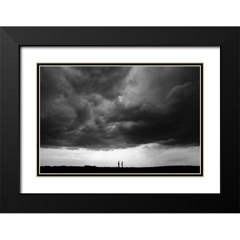 Talk Under The Sky Black Modern Wood Framed Art Print with Double Matting by Ascic, Simun