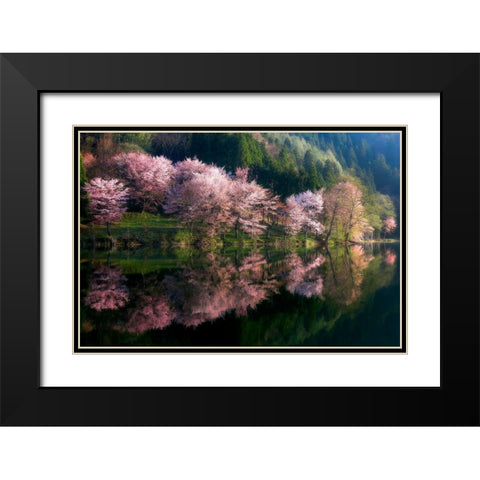 Another World Black Modern Wood Framed Art Print with Double Matting by Mitamura, Takeshi