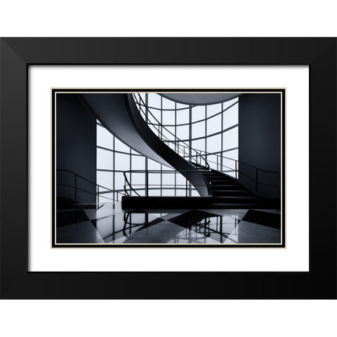 The Graceful Ascent Black Modern Wood Framed Art Print with Double Matting by Van De, Jeroen