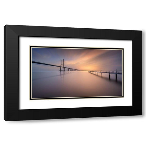 Pastel Bridge Black Modern Wood Framed Art Print with Double Matting by Ruiz Dueso, Jorge