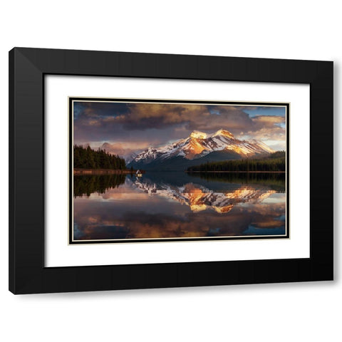 Maligne Black Modern Wood Framed Art Print with Double Matting by Pablo De, Juan