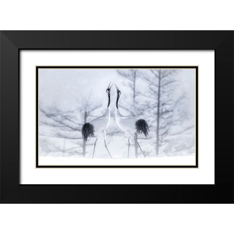 In Love Black Modern Wood Framed Art Print with Double Matting by Deng, Larry
