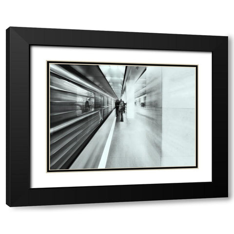 Moscow Metro - Sketch Black Modern Wood Framed Art Print with Double Matting by Makunin, Maxim
