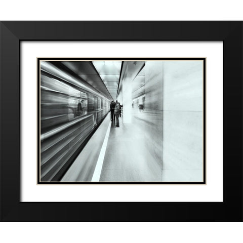 Moscow Metro - Sketch Black Modern Wood Framed Art Print with Double Matting by Makunin, Maxim