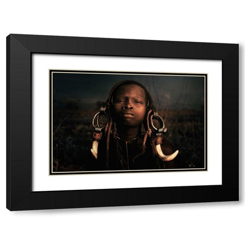 Child Mursi 4 Black Modern Wood Framed Art Print with Double Matting by Yosifov, Svetlin