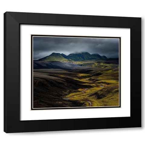 Iceland Highlands Black Modern Wood Framed Art Print with Double Matting by Olsson, Ronny