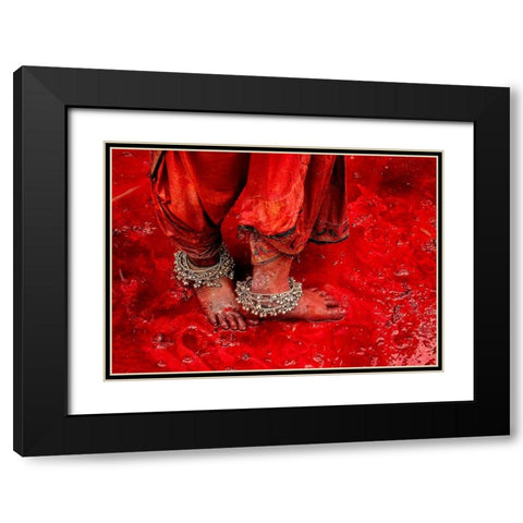 Festive Feet Black Modern Wood Framed Art Print with Double Matting by Oberai, Jassi