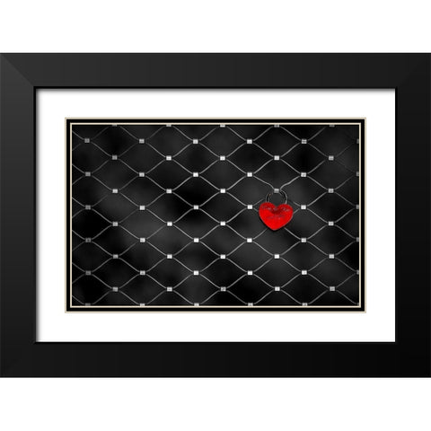 Love Lock Black Modern Wood Framed Art Print with Double Matting by Khan, Raju