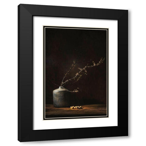 Still Life With Blossom And Eggs Black Modern Wood Framed Art Print with Double Matting by Dingemans, Saskia