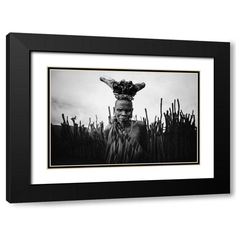 Mursi Baba Black Modern Wood Framed Art Print with Double Matting by Yosifov, Svetlin