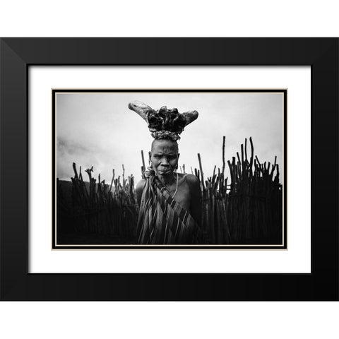 Mursi Baba Black Modern Wood Framed Art Print with Double Matting by Yosifov, Svetlin