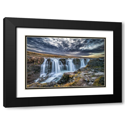 Unknown Falls In Iceland Black Modern Wood Framed Art Print with Double Matting by C. Sink, Jeffrey