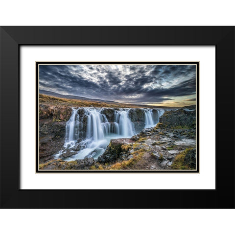 Unknown Falls In Iceland Black Modern Wood Framed Art Print with Double Matting by C. Sink, Jeffrey