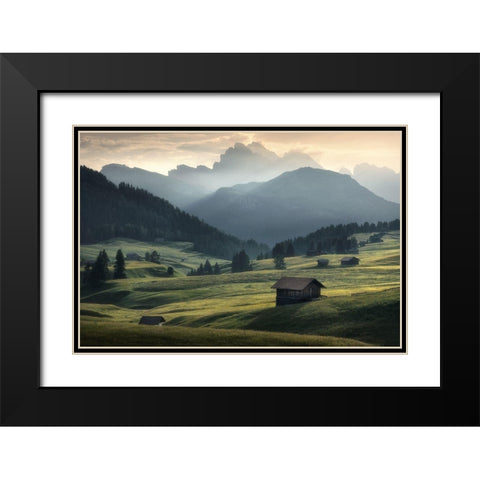 Seiser Alm Black Modern Wood Framed Art Print with Double Matting by Nowak, Zbyszek