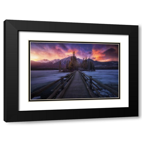 Pyramid Lake Black Modern Wood Framed Art Print with Double Matting by F. Turienzo, Carlos