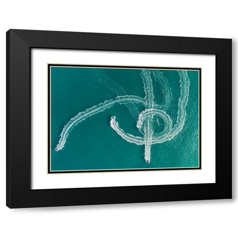 Speedboat Symphony Black Modern Wood Framed Art Print with Double Matting by Meirovich, Ido