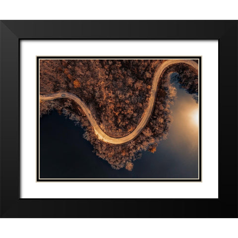 Winding Roads Black Modern Wood Framed Art Print with Double Matting by Chiriaco, Carmine
