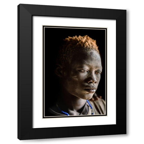 Mundari Portait Black Modern Wood Framed Art Print with Double Matting by Cole, Trevor