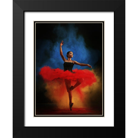 Color Dance Black Modern Wood Framed Art Print with Double Matting by Kisworo, Sebastian
