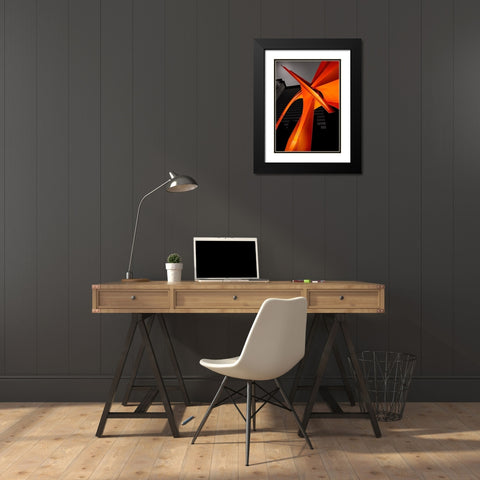 Chicago Flamingo Black Modern Wood Framed Art Print with Double Matting by Huang, Ivan