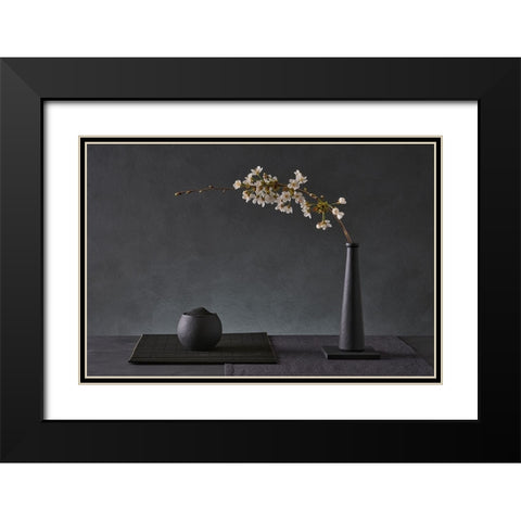 Prunus Avium Black Modern Wood Framed Art Print with Double Matting by Verot, Christophe