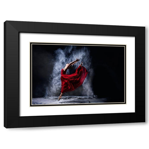 Red Dancing Black Modern Wood Framed Art Print with Double Matting by Kleiner, Petr