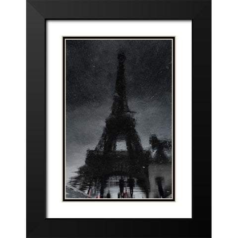 Rain In Paris Black Modern Wood Framed Art Print with Double Matting by Weber, Roland