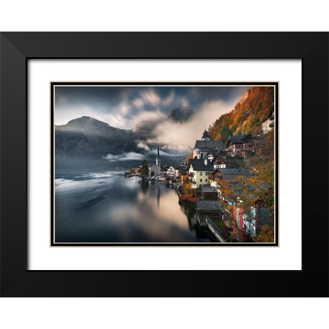 Hallstatt Black Modern Wood Framed Art Print with Double Matting by Nienartowicz, Karol