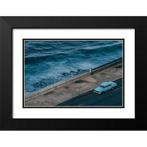 Malecon Beach Black Modern Wood Framed Art Print with Double Matting by Al-Nasser, Nasser