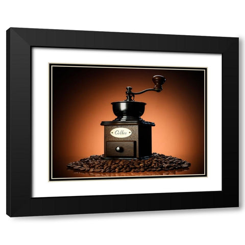 Coffee Time Black Modern Wood Framed Art Print with Double Matting by Anton, Rostovskiy