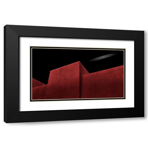 Red Wall Black Modern Wood Framed Art Print with Double Matting by Almasri, Muhammad