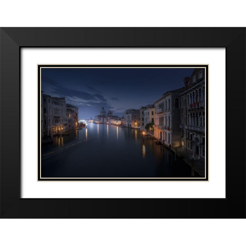 Venice Black Modern Wood Framed Art Print with Double Matting by Lopez Garcia, David