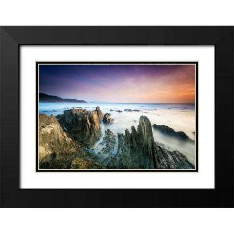 Sunset Black Modern Wood Framed Art Print with Double Matting by Atzori, Daniele