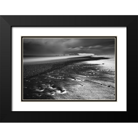 Wintry Reynisfjara Black Modern Wood Framed Art Print with Double Matting by Ruoppolo, Luigi