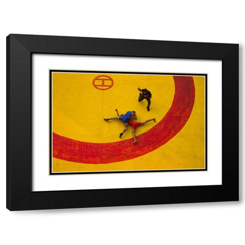 Dangal Black Modern Wood Framed Art Print with Double Matting by Mukherjee, Suvajit