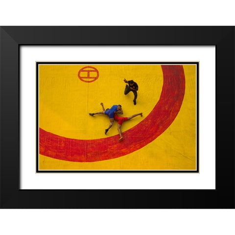 Dangal Black Modern Wood Framed Art Print with Double Matting by Mukherjee, Suvajit