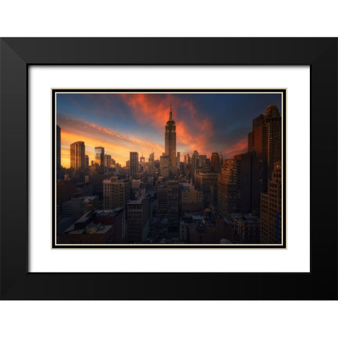 Rooftop, New York Black Modern Wood Framed Art Print with Double Matting by Martin Castan, David