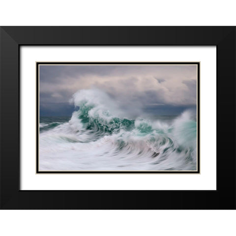 Wave Black Modern Wood Framed Art Print with Double Matting by Bolla, Paolo