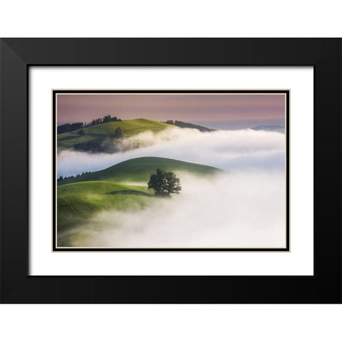 Green Hills Black Modern Wood Framed Art Print with Double Matting by Jochen, Burger