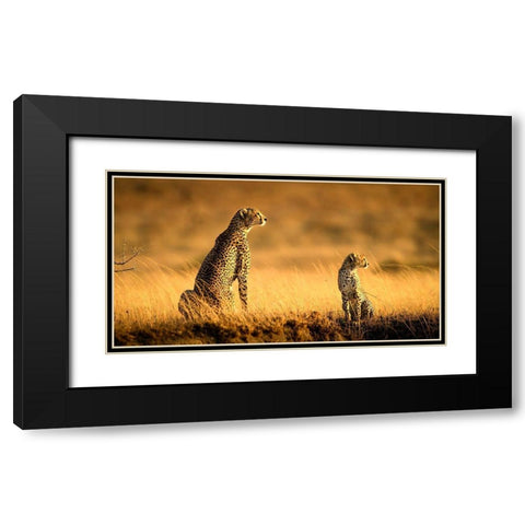 Mum And Son Black Modern Wood Framed Art Print with Double Matting by Tsui, Hung