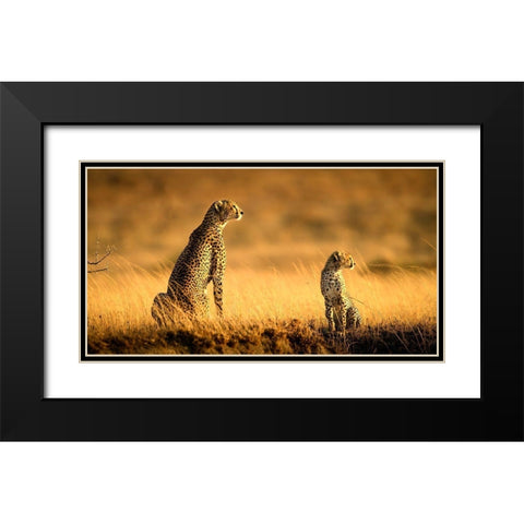 Mum And Son Black Modern Wood Framed Art Print with Double Matting by Tsui, Hung