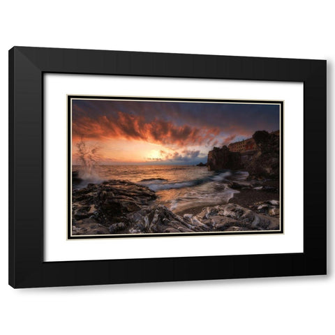 Red Vision Black Modern Wood Framed Art Print with Double Matting by Bruzzone, Alfredo