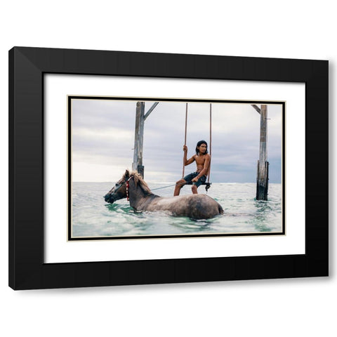 Sea Horses Black Modern Wood Framed Art Print with Double Matting by Ashley, Ben