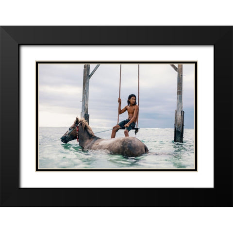 Sea Horses Black Modern Wood Framed Art Print with Double Matting by Ashley, Ben