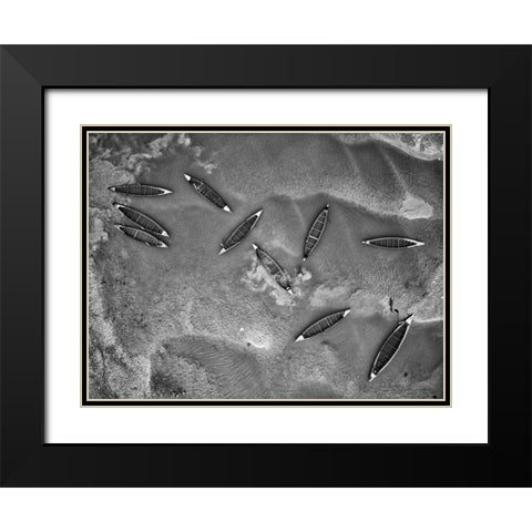 Boats And Life Black Modern Wood Framed Art Print with Double Matting by Khan Ronnie, Azim