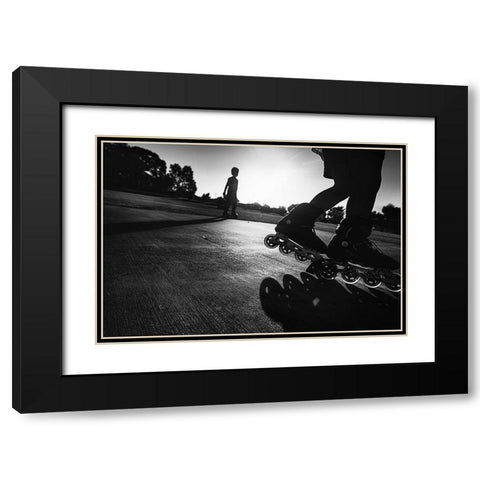 Wheels Up Black Modern Wood Framed Art Print with Double Matting by Zhang, Despird