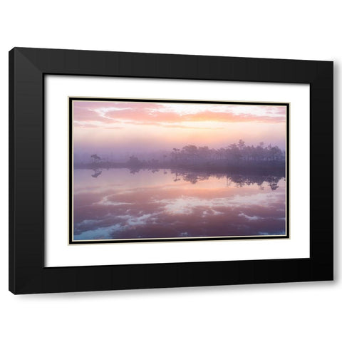 Pink Morning Black Modern Wood Framed Art Print with Double Matting by Zilbalodis, Eriks