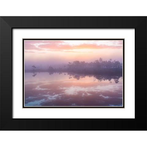 Pink Morning Black Modern Wood Framed Art Print with Double Matting by Zilbalodis, Eriks