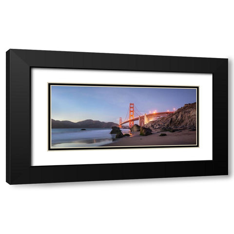 Sunset Bay Black Modern Wood Framed Art Print with Double Matting by Fegari
